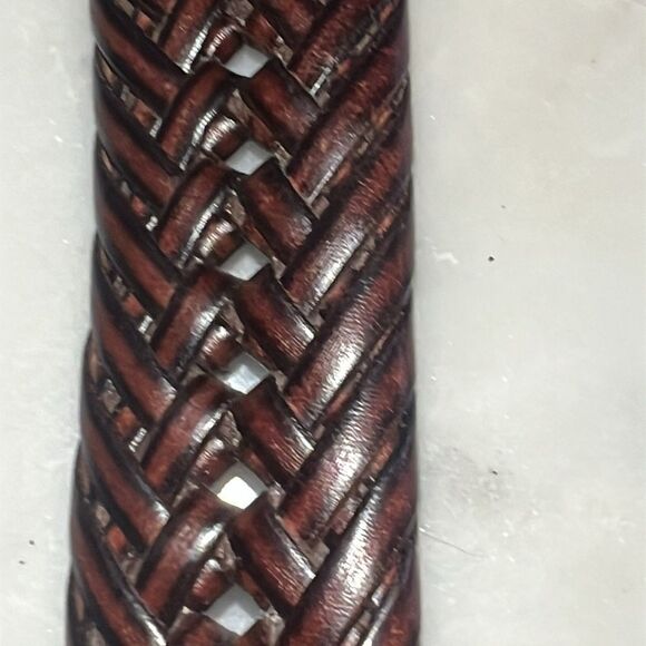 Nautica Braided Men’s Genuine Leather Belt Brown Silver Tone 34 & Black Studded - Picture 7 of 15